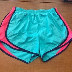 Nike running shorts blue and pink w small stains